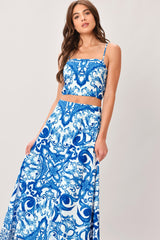 COASTAL MOSAIC WOVEN MIDI CIRCLE SKIRT