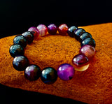 Royal Aura Purple Agate Bracelet – 12mm Reiki-Infused Statement Bracelet (Medium–Large Fit)