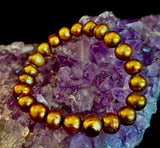 Golden Glow Freshwater Pearl Bracelet – 8–9mm Reiki-Infused Elegance (Medium Fit)