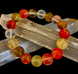 Solar Glow Cherry Quartz Bracelet – 12mm Matte Reiki-Infused Energy Bracelet (Medium Fit)
