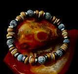 Earthforge Mixed Material Bracelet – Stone, Wood & Metal | Grounding, Strength & Balance | Reiki-Infused Bracelet for Medium to Large Wrists