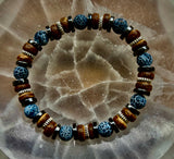 Earthforge Mixed Material Bracelet – Stone, Wood & Metal | Grounding, Strength & Balance | Reiki-Infused Bracelet for Medium to Large Wrists