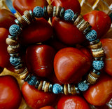 Earthforge Mixed Material Bracelet – Stone, Wood & Metal | Grounding, Strength & Balance | Reiki-Infused Bracelet for Medium to Large Wrists