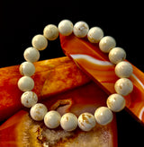 Pure Calm White Turquoise Bracelet – 10mm Matte Reiki-Infused Power Bracelet (Medium Fit)