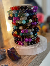 Repurposed Natural Stones and Glass Bracelet