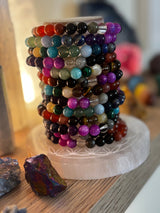 Repurposed Natural Stones and Glass Bracelet