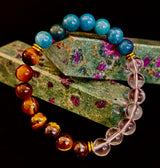 Weight Loss Support Intention Bracelet – Blue Apatite, Tiger Eye & Clear Quartz - Motivation, Willpower & Energy Balance