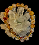 Golden Healer Quartz Bracelet – 8mm Natural Crystal (Small–Medium Wrist) | Energy Healing, Alignment & Manifestation