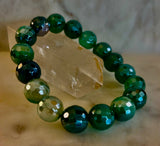 Green Goddess Glam Bracelet - Mystic Green Banded Agate (12mm)