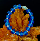 Moonlit Tide Bracelet - Recycled Glass & Freshwater Pearl Stretch Bracelet