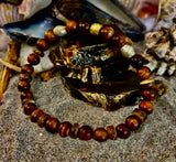 Nomad Spirit Bracelet - Natural Wood, Coconut & Ethiopian Brass Bracelet (8" Large Wrists)