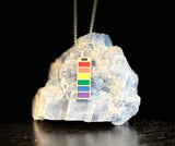 LGBTQ+ Pride Bar Pendant Necklace – Rainbow Enamel on Stainless Steel - treasures-4-u-2-day