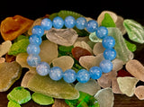 Aquamarine Beaded Bracelet – Reiki-Infused Calm, Clarity & Communication Jewelry (Medium Wrist)