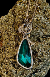Crystal Drop Pendant Necklace – Blue or Green – Adjustable 75cm (29 inch) Chain - treasures-4-u-2-day