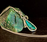 Crystal Drop Pendant Necklace – Blue or Green – Adjustable 75cm (29 inch) Chain - treasures-4-u-2-day