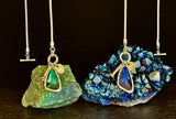 Crystal Drop Pendant Necklace – Blue or Green – Adjustable 75cm (29 inch) Chain - treasures-4-u-2-day