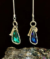 Crystal Drop Pendant Necklace – Blue or Green – Adjustable 75cm (29 inch) Chain - treasures-4-u-2-day