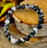 Zebra Stone Bracelet – 8mm Beads, Medium Wrists