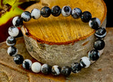 Zebra Stone Bracelet – 8mm Beads, Medium Wrists