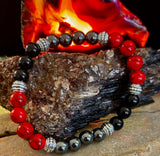 Natural Stone Beaded Bracelet – 8mm Retro Unisex Design for Large Wrists