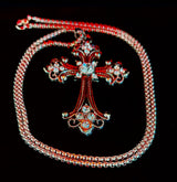 The Material Girl - Vintage Crystal Cross Pendant Necklace – Ornate Silver Tone - treasures-4-u-2-day