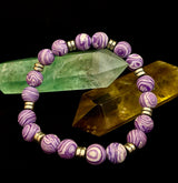 Purple Malachite Handmade Bracelet - 8"-8.5" - Large and Extra Large Wrists