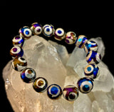 Mexican Agate Evil Eye Bracelet — Natural Earth-Mined Agate Beaded Bracelet Inspired by Puerto Vallarta (12mm, Medium–Large Wrists)