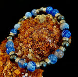 Speckled Blue and Gray Agate and Hematite (9"-9.5" XXL Wrist Size)