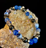 Speckled Blue and Gray Agate and Hematite (9"-9.5" XXL Wrist Size)