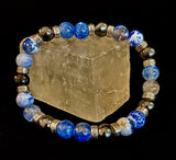 Speckled Blue and Gray Agate and Hematite (9"-9.5" XXL Wrist Size)