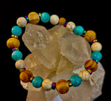 Turquoise and Cream Howlite with Coconut Palm Beads (8"-8.5" Large and XL Wrists)