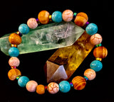 Turquoise and Cream Howlite with Coconut Palm Beads (8"-8.5" Large and XL Wrists)
