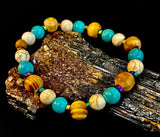 Turquoise and Cream Howlite with Coconut Palm Beads (8"-8.5" Large and XL Wrists)