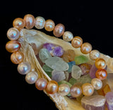 Cultured Freshwater Pearl Stretch Bracelet — Multicolor Baroque Pearl Bracelet for Medium Wrists