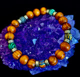Coconut Palm Wood with Mixed Natural Stones (8.5"-9.5" XL Wrists)