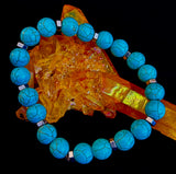 Turquoise Howlite Bracelet with Silver Spacers — Handmade in Puerto Vallarta — Calming Natural Stone Stretch Bracelet (6.75"–7.5" Medium to Large Wrists)
