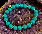 Turquoise Howlite Bracelet with Silver Spacers — Handmade in Puerto Vallarta — Calming Natural Stone Stretch Bracelet (6.75"–7.5" Medium to Large Wrists)