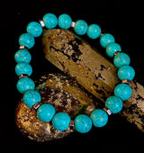 Turquoise Howlite Bracelet with Silver Spacers — Handmade in Puerto Vallarta — Calming Natural Stone Stretch Bracelet (6.75"–7.5" Medium to Large Wrists)
