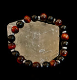 Tiger’s Eye & Black Onyx Power Bracelet — Handmade in Puerto Vallarta Mexico — Protection & Confidence Stone Bracelet for Large Wrists