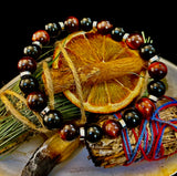 Tiger’s Eye & Black Onyx Power Bracelet — Handmade in Puerto Vallarta Mexico — Protection & Confidence Stone Bracelet for Large Wrists