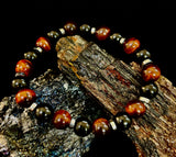 Tiger’s Eye & Black Onyx Power Bracelet — Handmade in Puerto Vallarta Mexico — Protection & Confidence Stone Bracelet for Large Wrists