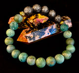 Matte Green Moss Agate Essential Oil Diffuser Bracelet (Large and XL Wrist Options)