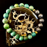 Matte Green Moss Agate Essential Oil Diffuser Bracelet (Large and XL Wrist Options)