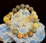 Polychrome Jasper & Lava Stone Essential Oil Diffuser Bracelet – 10mm Natural Stone | Aromatherapy Bracelet with Eucalyptus Oil