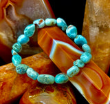 Larimar Nugget Stretch Bracelet – Small Wrist Fit | Natural Larimar Stone Bracelet | Ocean Energy Healing Jewelry