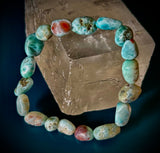 Larimar Nugget Stretch Bracelet – Small Wrist Fit | Natural Larimar Stone Bracelet | Ocean Energy Healing Jewelry