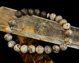 Gray Map Jasper & Lava Stone Bracelet – 8mm Natural Stone Beads | Unisex Stretch Bracelet | Grounding & Diffuser Jewelry