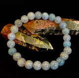 Aquamarine Beaded Bracelet – Reiki-Infused Calm, Clarity & Communication Jewelry (Medium Wrist)