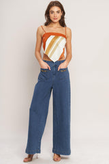 GOLDEN HORIZON WOVEN SCARF TOP