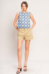 COASTAL WOVEN LACE TOP